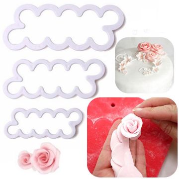 3 Pieces Fondant Rose Cutter Set