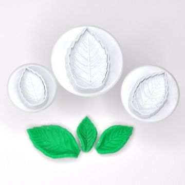 3 Pieces Rose Leaf Fondant Cutter Set