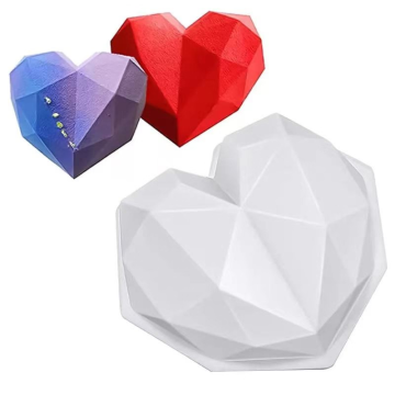 3D Diamond Heart Shape Silicone Mold 7 Inch