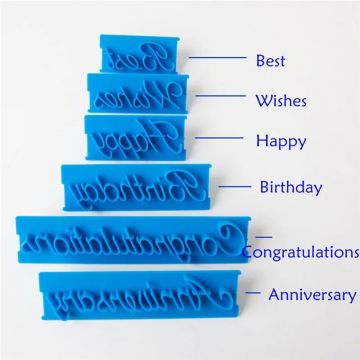 6 Pieces Best Wishes Happy Birthday Fondant Cutter Set