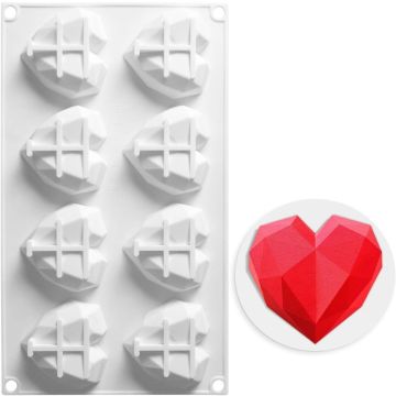 8 Cavity 3D Heart Shape Silicone Mold