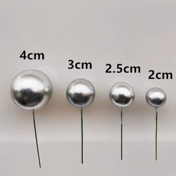 Silver Ball Cake Topper 4 Pieces Set