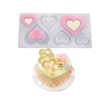 6 Cavities Double Hearts Chocolate Topper