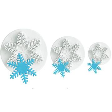 3 Pieces Snowflake Plunger Fondant Cutter Set